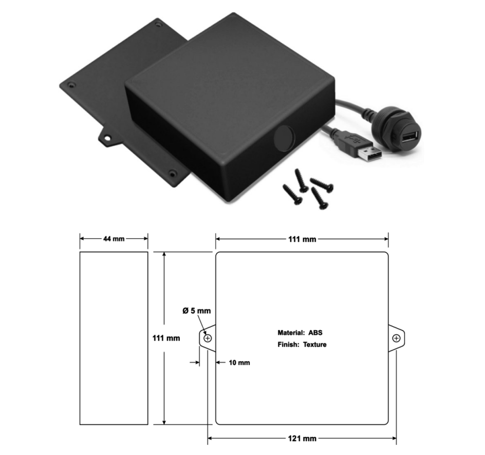 Wall Mount USB Adapter Enclosure with 5 metre cable